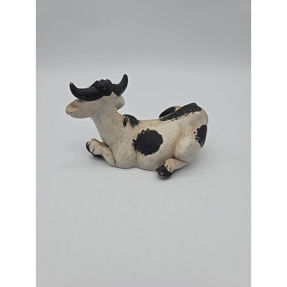 Vintage 1990's Pete Aspit Happy Holstein Cow Figure Milking Cow